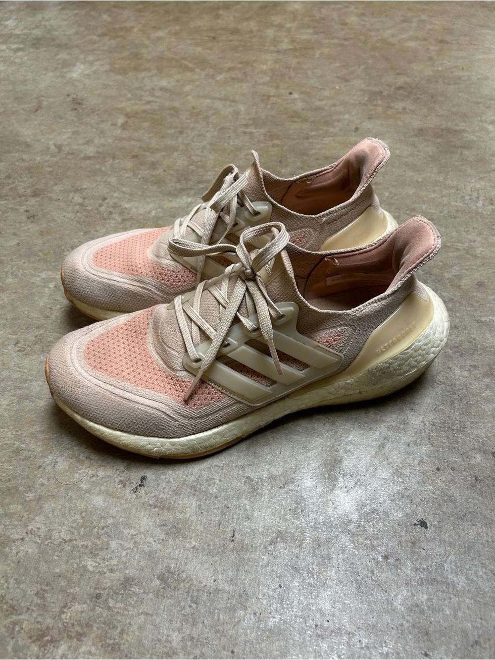 adidas Women’s Pink and Cream Knit Running Sneakers